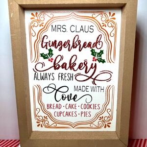 Mrs. Claus Gingerbread Bakery Holiday Sign Made with Love Christmas Cake Bread